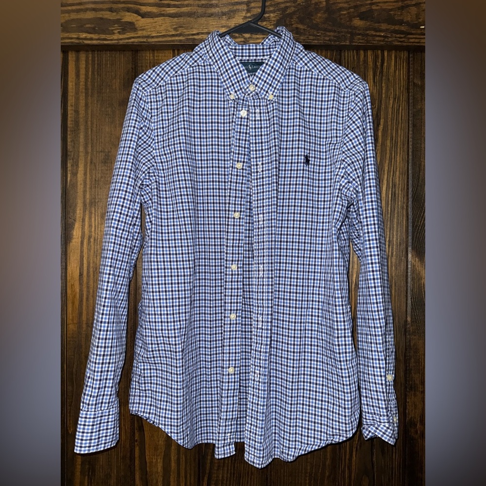 Ralph Lauren Blue and White Checkered Shirt